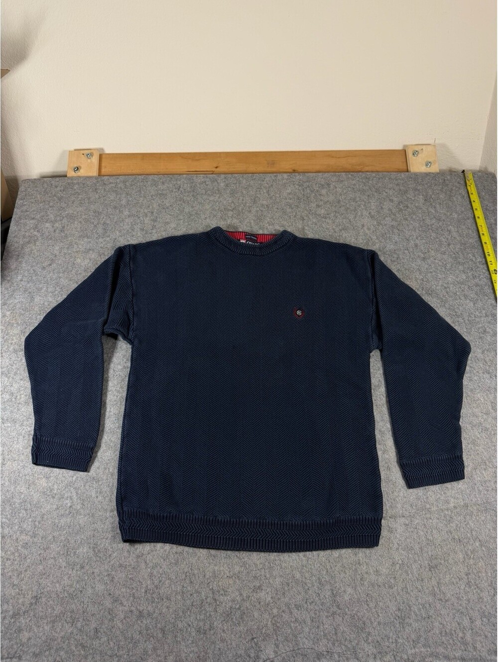 Vintage Chaps Ralph Lauren Sweater Mens M Blue Long Sleeve Cable Knit Jumper